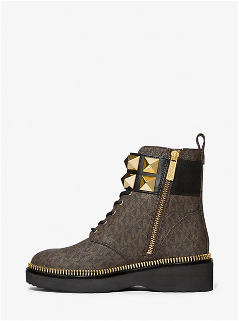 Haskell Studded Leather and Logo Combat Boot 